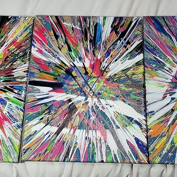 Original 3 piece spin art each one is 12x16 - Picture 3 of 10